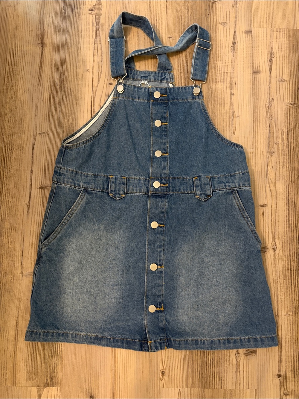 Marshalls Light Blue Denim Overall Dress with Metal Hardware
